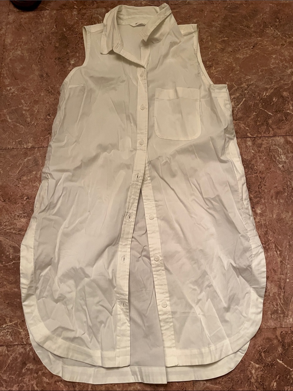 Athleta Sleeveless Long Button-Front Shirt Dress in White